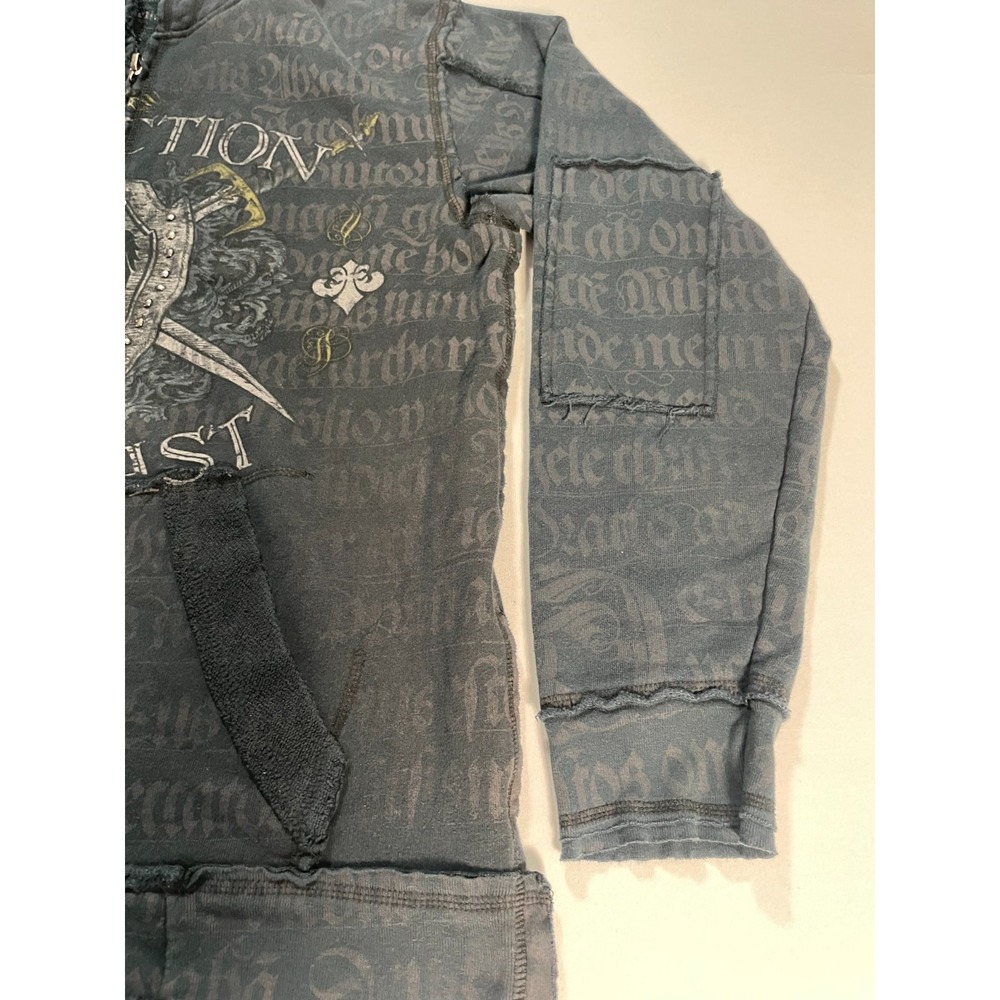 Y2K Affliction Vintage Goth‎ Knight Crusades USA Made Zip Up Hoodie Men's Size L - Picture 4 of 16